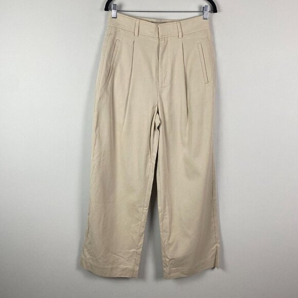 NWOT Everlane The Way High Cotton Drape Pant Size 6S 6 Short Wide Leg Sandstone - Picture 1 of 11
